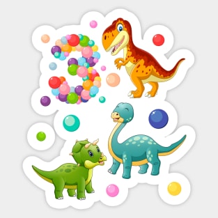 3rd Birthday Dinosaurs and bubbles Sticker